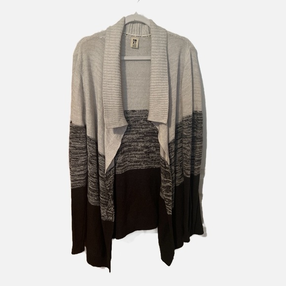 Roxy Gray and Black Cardigan Sweater with Shawl Collar - Picture 1 of 7